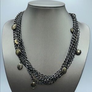 Multi-Layered Chain Necklace with Coin Accents